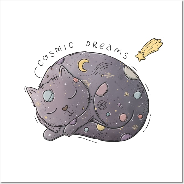 Cosmic Dreams Cat Wall Art by Tania Tania